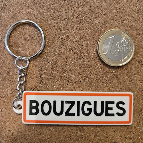 Porte-clés PANNEAU VILLE BOUZIGUES imprimé en 3D à Sète