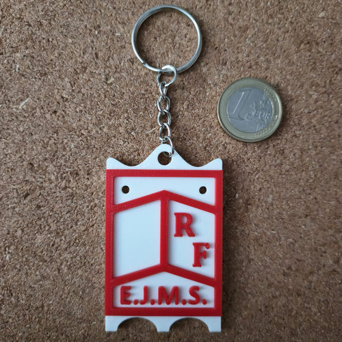 Porte-clés PAVOIS ECOLE JOUTES MARINE ROUGE imprimé en 3D à Sète